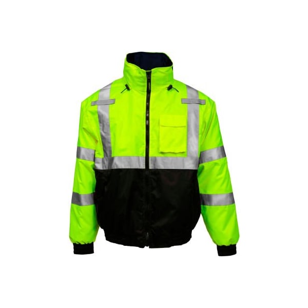 Tingley Tingley Bomber 3.1 Hi-Vis Hooded Jacket, Zipper, Fluorescent Yellow/Green/Black, 5XL J26172.5X - main